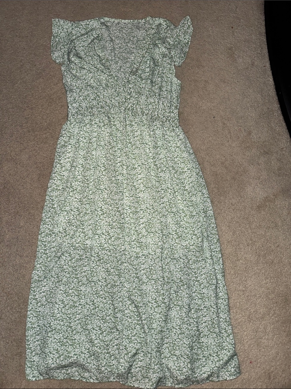 Classic Green Floral Midi Dress